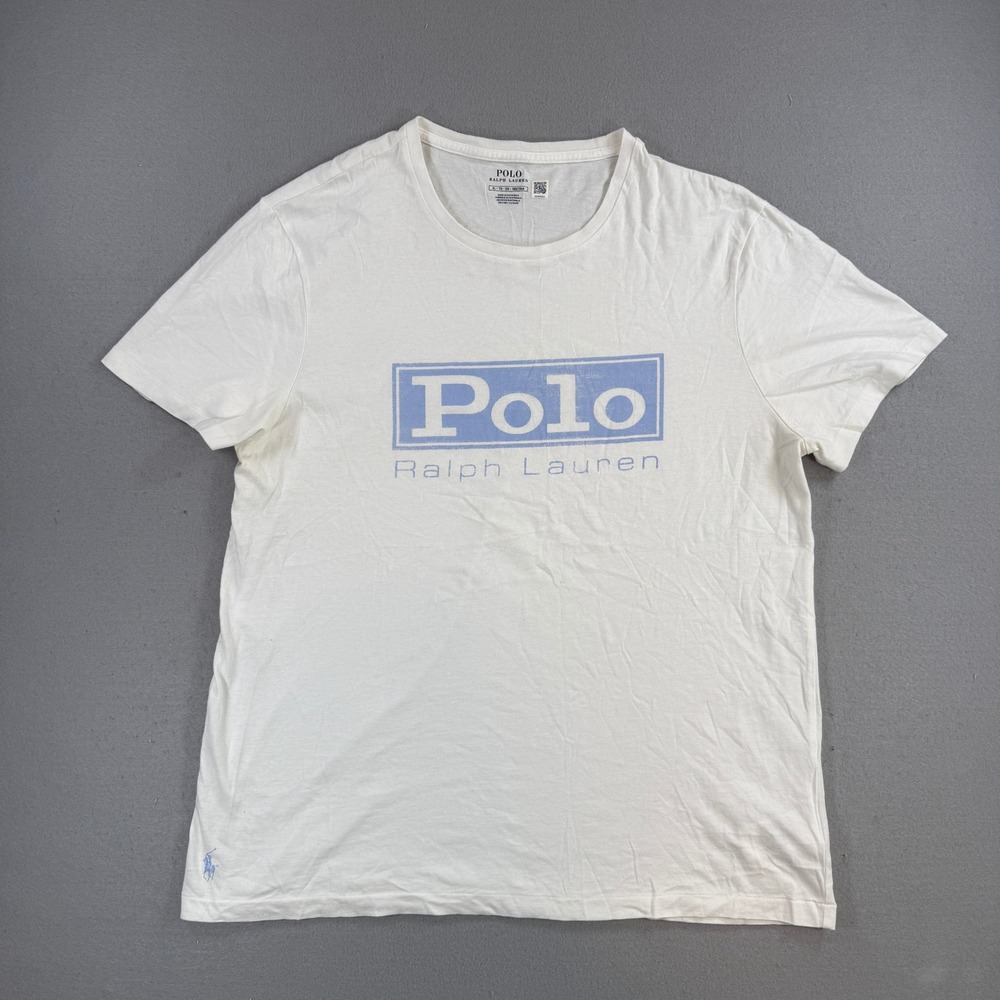 Polo Ralph Lauren T-Shirt Mens XL White Box Logo Graphic Tee Spell Out Casual